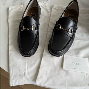 Gucci Black Leather Slip-On Loafers